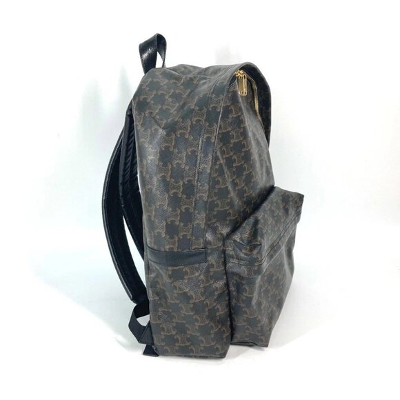 CELINE Bag Triomphe Backpack Leather Brown/Black - Picture 3 of 16